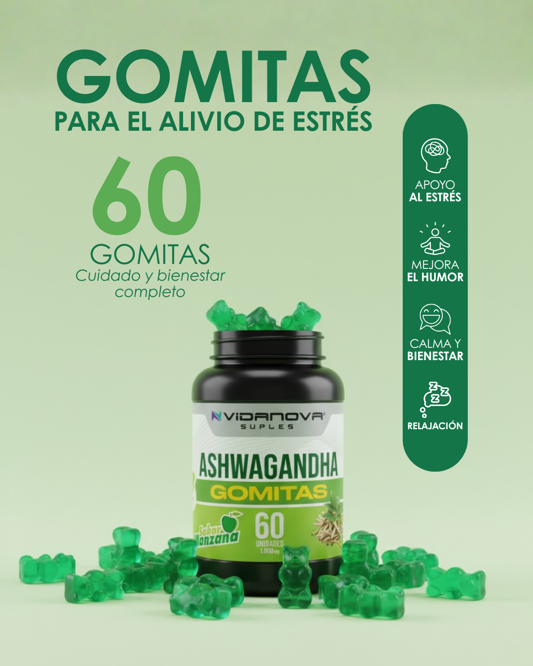 GOMITAS ASHWAGANDHA 60u ¡Aprovecha Ya nuestro 3x2!